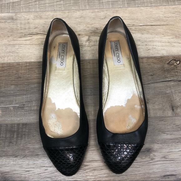 Jimmy Choo Shoes - JIMMY CHOO | Black Snake Ballet Flats Loved 40